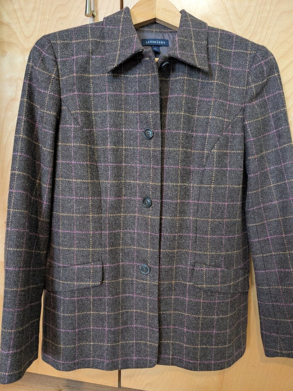 Lands' End Brown Wool Blazer Jacket